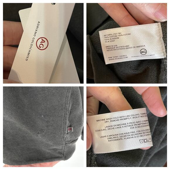 AG Adriano Goldschmied Eloi Hoodie NEW Mens Sz XS Gray Distressed Retail $188 - Picture 11 of 12